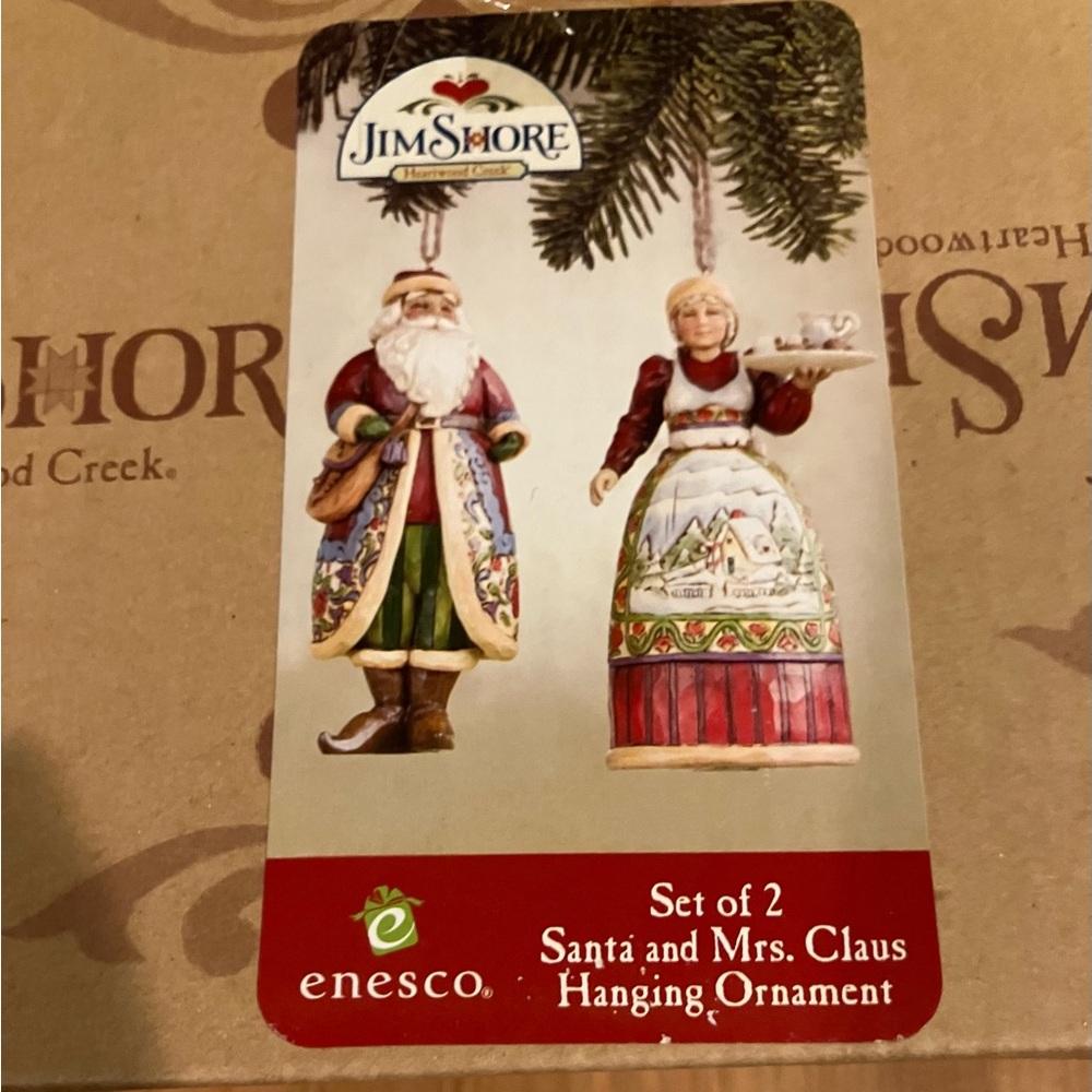 EUC Jim Shore Heartwood Creek Santa & Mrs. Claus Ornaments Rare Vintage